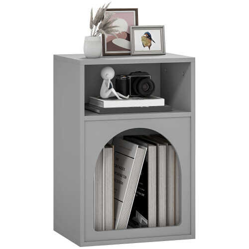 Homcom (Grey) HOMCOM Bedside Table, Modern Bedside Cabinet for Bedroom 1