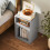 Homcom (Grey) HOMCOM Bedside Table, Modern Bedside Cabinet for Bedroom 6