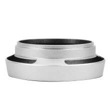 Universele draagbare holle camerazonnekap van aluminiumlegering met afgeschuinde rand, zilverkleurig, 49 mm