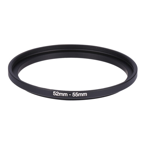 52-55 mm Step-Up-Ringe, Metall-Objektivfilterring-Adapter, Schwarz, 52-55 1