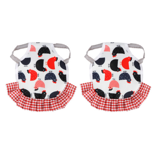 2Pcs Chicken Saddle Hen Apron Wing Feather Protector, White+Red, 22x17cm 1
