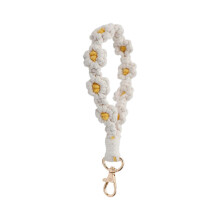 (D) Porte-cl??s macram?? fleuri fait main, dragonne pour femme, style boh??me mignon