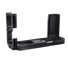 Duurzame zwarte L-vormige camerabeugel met snelsluiting en verticale grip, compatibel met FUJIFILM X T3