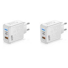 Cargador USB C GaN de 65 W, 2 Unidades, PD, Tipo C, Adaptador de Pared de Carga Rápida, Compatible con Teléfonos Móviles y Tabletas, Productos