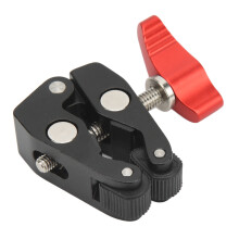 Kleine Super Clamp krabtang van aluminiumlegering met 1/4 inch en 3/8 inch schroefdraad, geschikt voor camera-montage.
