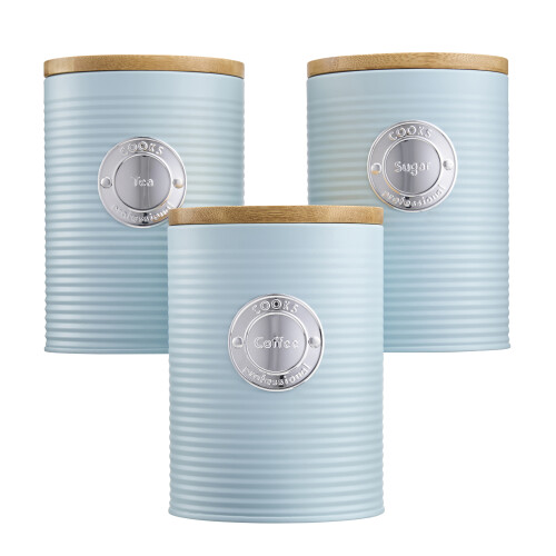 Cooks Professional Cooks Professional 3 Piece Kitchen Storage Set with Bamboo Lids | Blue / Silver