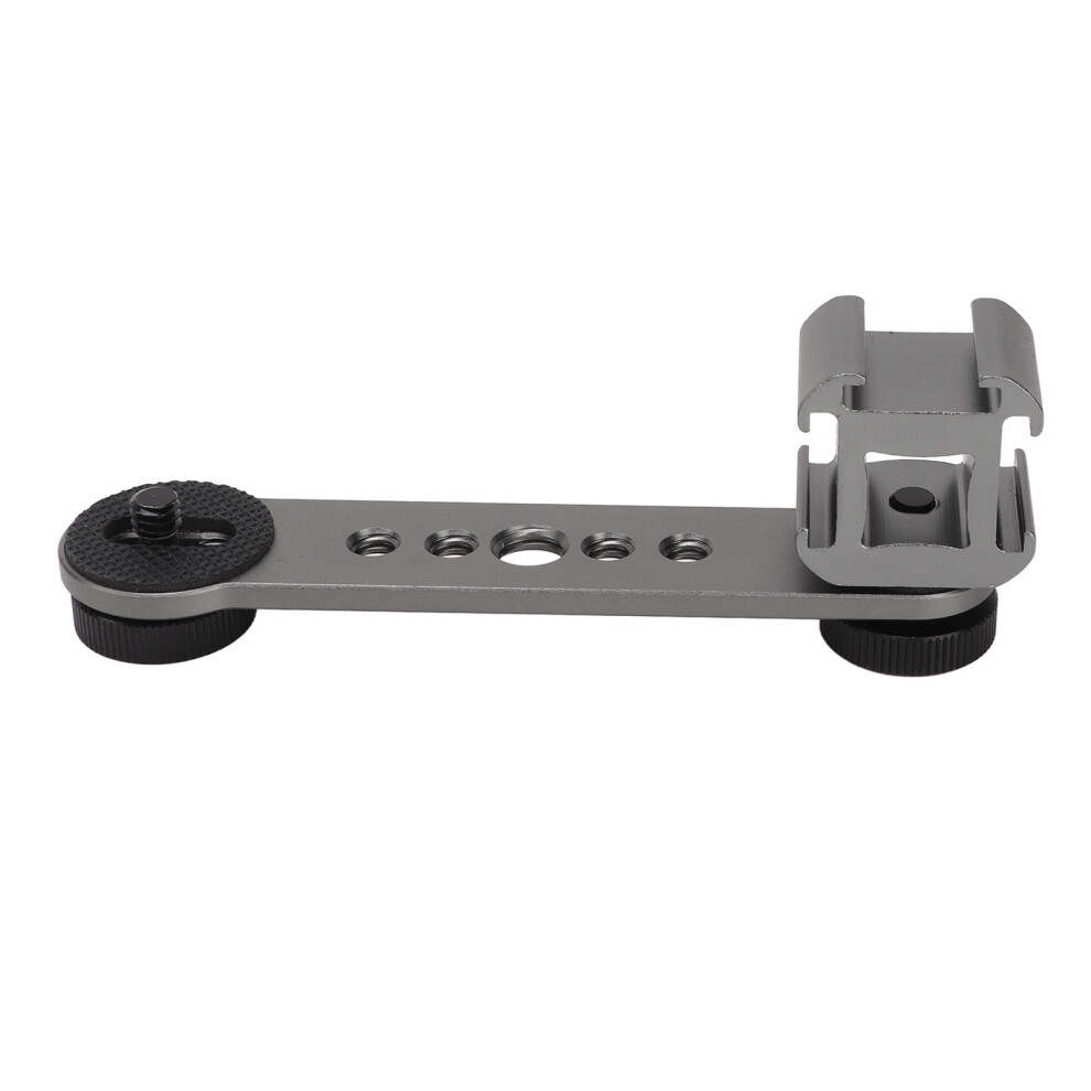 Triple Cold Shoe Extension Bracket Aluminium Alloy Microphone Stand Mount Adapter Compatible With Tripod Monopod Stabilizer Dark/Gray 3457437428995