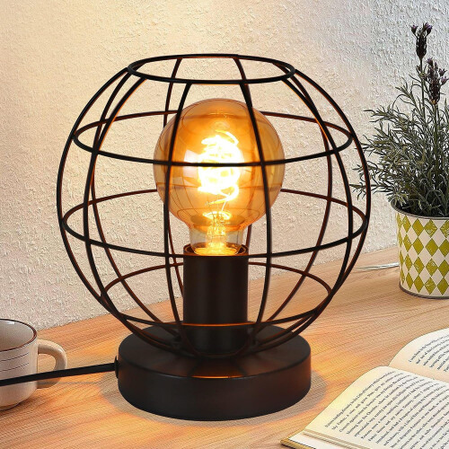 Glitzerlife Table Lamp Vintage Black 1-light E27 Metal