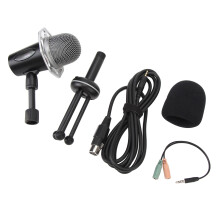 Dynamische microfoon met afneembare steun, volumeregeling, LED-indicator, 3 opnamemodi, ingebouwde geluidskaart, 3,5 mm microfoonaansluiting.