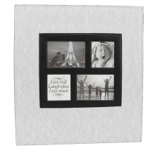 Fotoalbum van PU-leer met PU-leren omslag, fotoboek met inlegvel, geschikt als Valentijnsdag-, kerst- of vakantiecadeau, wit.
