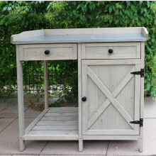 HYGRAD Wooden Garden Potting Bench Germination Work Bench With Drawers & Cabinet Storage Gardening PlantingWork Station Table