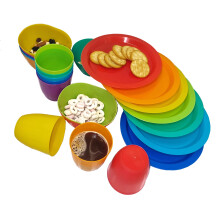 Kids Party, Garden and Picnic Microwave Safe Assorted Colours Plates and Tumbler - Pack of 24 (8 Each)