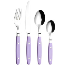 EXZACT Cutlery Set 24pcs Stainless Steel - with Rivet Craft Handles/Retro Style Flatware - 6 x Dinner Forks, 6 x DinnerKnives, 6 x Table Spoons, 6 x