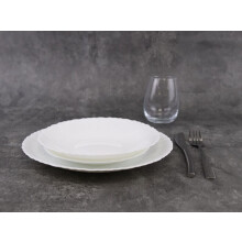 Queensway Home & Dining 12/24pc White Opal Glass Dinner Set - Dishwasher, Microwave, Freezer Safe, Elegant Plates & Soup Bowls - Multiple Design
