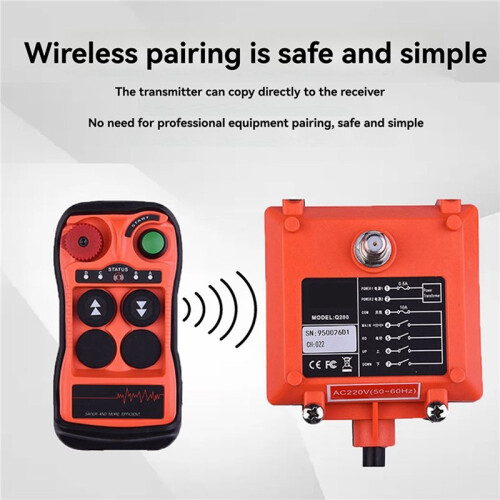 2X Q200 Industrial Remote Control 2-Button IP65, Wireless Controller for Overhead Crane Industrial AC- 12-24V 2