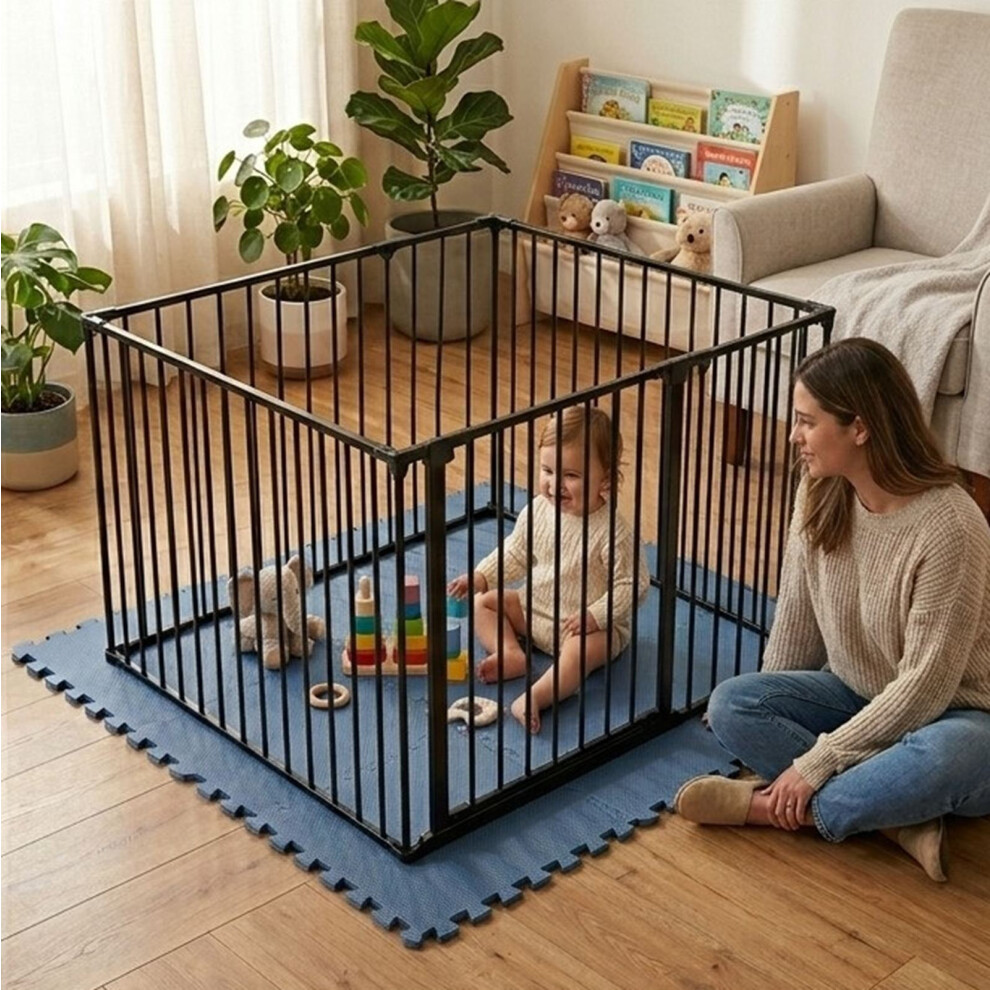 New Safetots (, 105 X 105Cm) Play Den, 70Cm High, With Soft Foam Play Mat Black