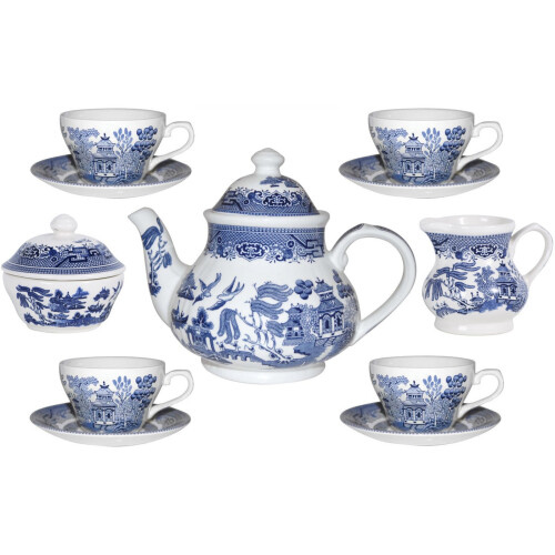 Churchill Blue Willow 11 Piece Tea Set