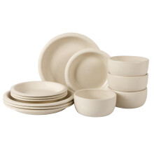 Bloomhouse - Oprah's Favorite Things - Corsica Clay 12 Piece Stoneware Rustic Reactive Glaze Dinnerware Set - Stackable Plates and Bowls Set. Service