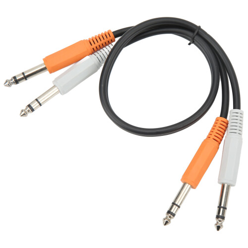 Cabo de áudio estéreo de 45 cm, conector macho de 6,35 mm para 6,35 mm, compatível com microfone.