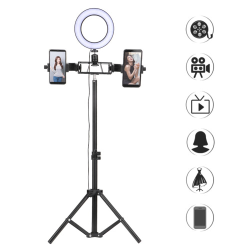 Ring Light de LED de 6 polegadas para câmera, luz de preenchimento para fotografia, dimerizável, com suporte para tripé e celular. 2