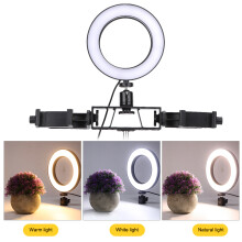 Anello luminoso a LED da 6 pollici per fotocamera, luci di riempimento per fotografia dimmerabili con supporto per treppiede e telefono.