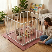 (White, 105 x 105cm) Safetots Play Den, 70cm High, with Soft Foam Play Mat
