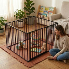 (Black, 105 x 105cm) Safetots Play Den, 70cm High, with Soft Foam Play Mat