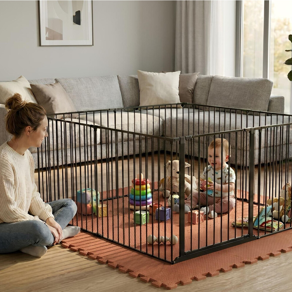 (, 144 X 144Cm) Play Den, 70Cm High, With Soft Foam Play Mat Black Safetots