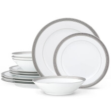 Noritake Crestwood Platinum 12-Piece Dinneware Set, Service for 4