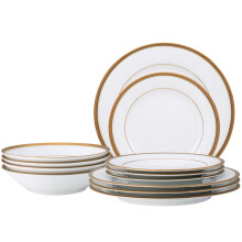 Noritake Charlotta Gold 12-Piece Dinnerware Set, Service for 4