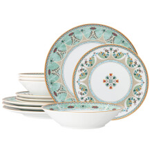 Noritake Serene Garden 12-Piece Set, Service for 4 in Green/Red/White
