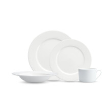 Fortessa Classic Porcelain 16 Piece Dinnerware Set, Service for 4, White
