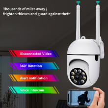 Mini câmera PTZ 1080P de 2MP com Wi-Fi, câmera de segurança residencial com visão noturna, detecção de movimento e áudio bidirecional.