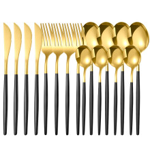 Matte Black and Gold Silverware Set, 16pcs Stainless Steel Flatware Set for 4,Kitchen Utensil Set, Tableware Cutlery Set, Knife Spoons and Forks Set,