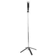 Selfie stick con luce LED girevole a 360 gradi, regolazione della luminosità su 3 livelli e telecomando wireless.