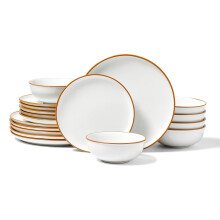 VEVOR Dinnerware Set, Service for 6 People, Round Plates and Bowls Sets, Scratch Resistant Ceramic Dinner Ware, Dishwasher and Microwave Suitable