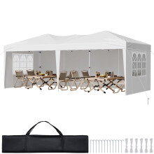 VEVOR Pop Up Canopy, 10 x 20 FT Instant Canopy Portable Gazebo with 3 Sidewalls & 2 Ventilated Windows, Height Adjustable Pop-Up Outdoor Shelter Tent