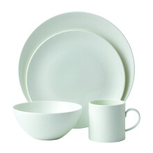 Wedgwood 40023856 Gio 4-Piece Place Setting, Bone China, White