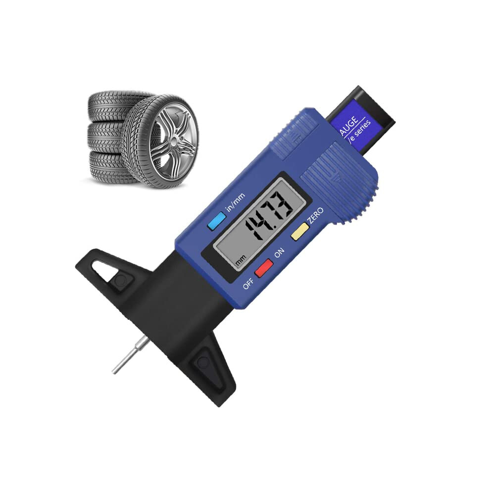 Wangcl Tyre Tread Gauge Digital Tyre Depth Gauge 0-25.4Mm Tire Tread Depth Measuring Tool For Cars Trucks Motor - Blue 713310696466