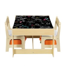 WOLTU Set of 3, Children?s Table with 2 Chairs, Wooden Kids' Table and Chair Set for Preschoolers, Nursery, Boys and Girls, Play Table Chair Set,