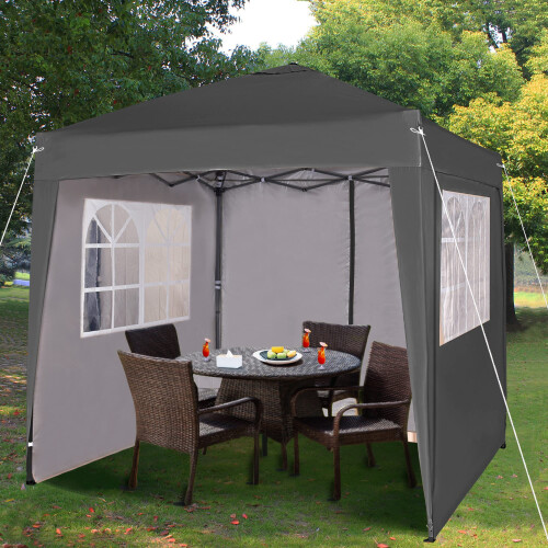 MCC@home Premier 2x2m Waterproof Pop-up Gazebo with Silver Protective Layer Marquee Canopy (WS) (Grey)