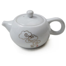 Porcelain Teapot, 6oz Small Tea Pot White Chinese Gongfu Tea Set (Auspicious clouds)