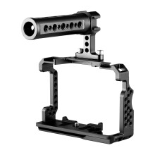 Trealamh Cage Ceamara Cóimhiotal Alúmanaim Andoer le Láimhseáil Barr Rig Físeáin Athsholáthar atá Comhoiriúnach le Sony A7R III/ A7 II/ A7III