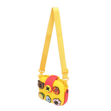 Kindercameratas met cartoonprint, veelkleurige bufferbehuizing, grote capaciteit, crossbody schoudertas, geschikt voor jongens en meisjes, geel
