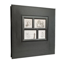 7.9in Interstitial Photo Album Compatible With 400Pieces Pictures PU Leather Family Couple Baby Photo Book 34.5x36.5x5.5cm Plain Grain Black