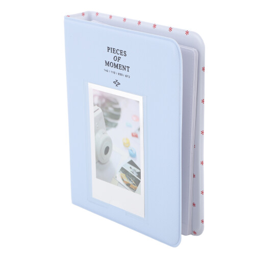Álbum de fotos portátil com 64 bolsos, 7,6 cm (3 polegadas), em couro PU, compatível com cartões Mini de 12, 11 e 9 polegadas, azul. 2