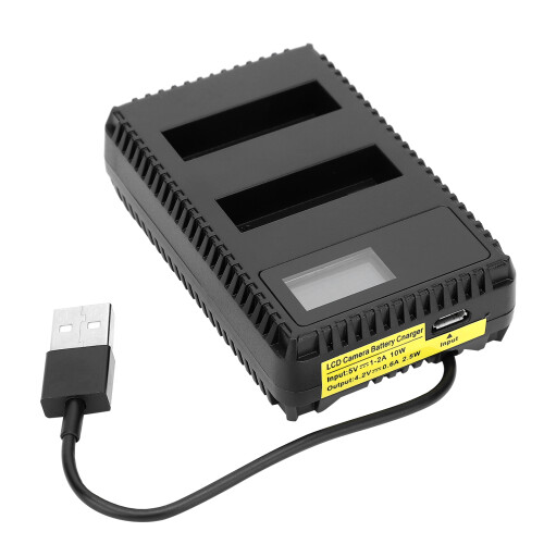 Draagbare camera-acculader compatibel met AHDBT-401 USB-camera-dubbellader met LCD-display 2