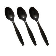 200 x Tithe Plastic Cutlery Set Reusable Black Spoons Perfect for Party Tableware Picnic Weddings Camping Birthday Parties by Tezraftaar