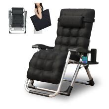 TRIOBLADE Outdoor Reclining Zero Gravity Chair with Cup Holder & Cushion, Adjustable Sun Loungers Folding Recliner Garden Chairs for Patio Garden