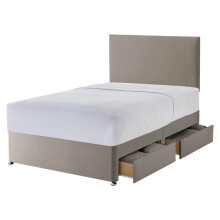 Silentnight 4 Drawer Storage Divan | Paris Headboard | Sandstone | Double